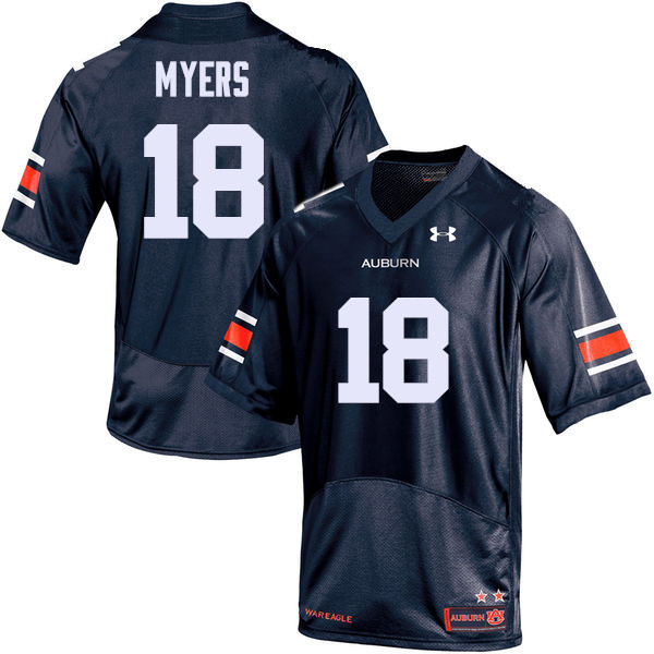 Men's Auburn Tigers #18 Jayvaughn Myers Navy College Stitched Football Jersey
